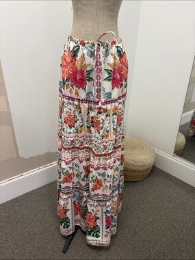NWT farm rio White Floral Tiered Maxi Skirt